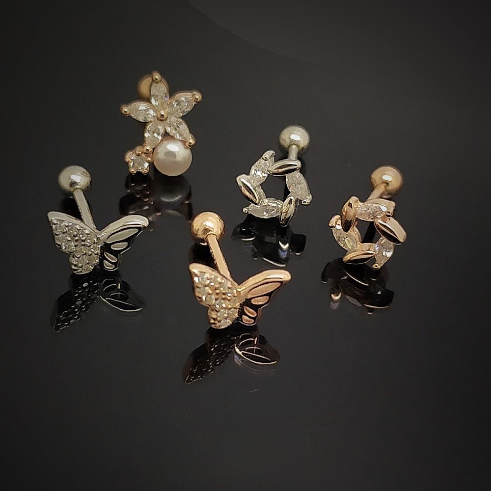 Gümüş piercing kıkırdak tragus tek küpe mt03g9