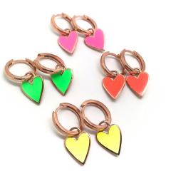 Gümüş kalpli neon renkli küpe hr78e93368