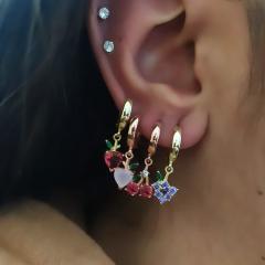 Gümüş meyve model küpe dp98e25e6 TEK küpe - model 1 - Gümüş Rengi  (rodaj)