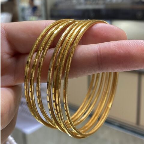 Gümüş üzeri 22 ayar altın kaplama ince kibrit çöpü ajda bilezik