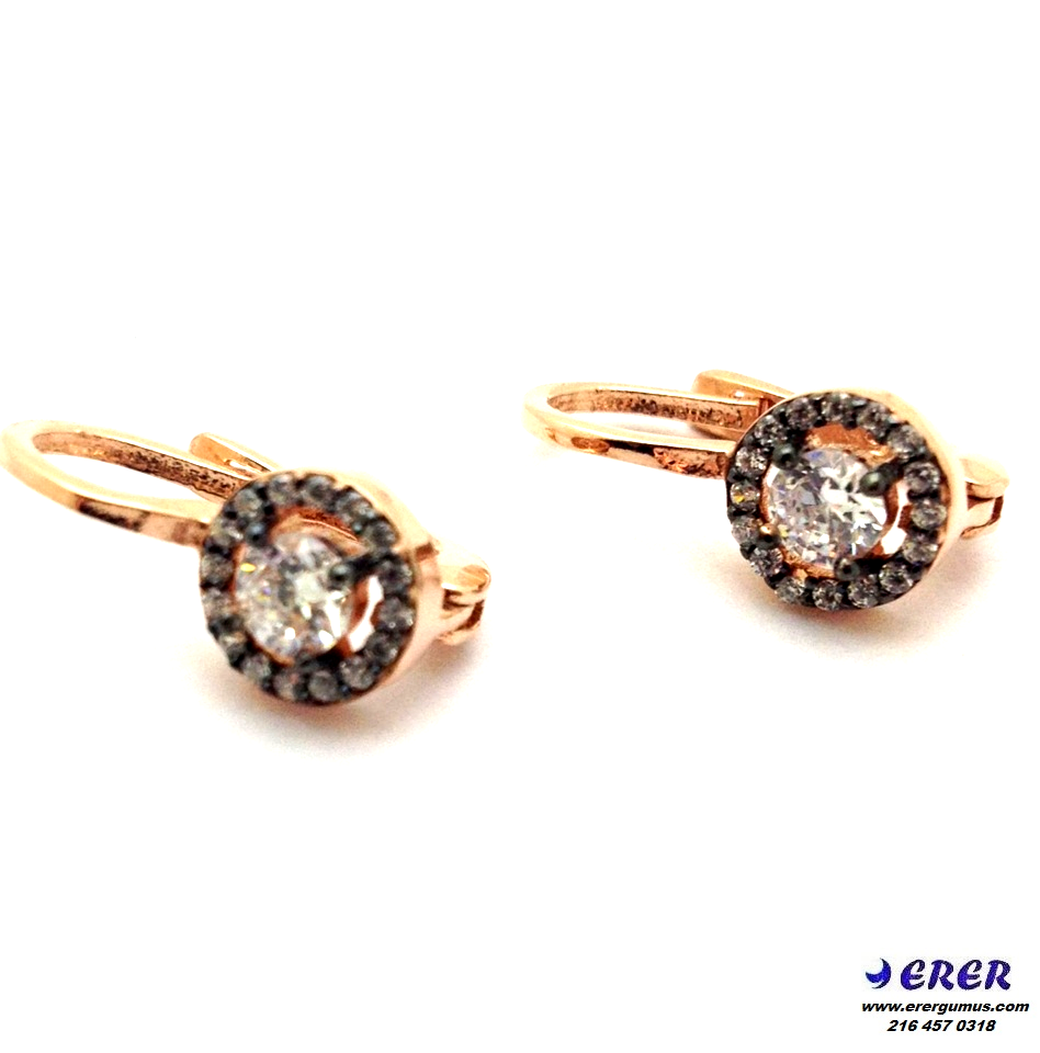 Gümüş elmas model küpe