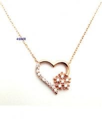 Kalp ve kar tanesi rose kolye