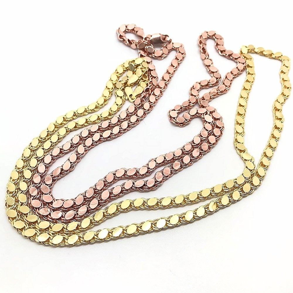 Gümüş 4,4 mm pullu arpa boyun zinciri uc87e1 60 cm - Pembe altın (rose)
