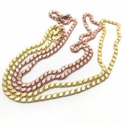 Gümüş 4,4 mm pullu arpa boyun zinciri uc87e1 60 cm - Pembe altın (rose)
