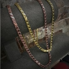 Gümüş 4,4 mm pullu arpa boyun zinciri uc87e1 60 cm - Pembe altın (rose)