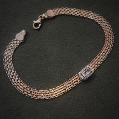 Gümüş baget taşlı zincir bileklik cm64t2