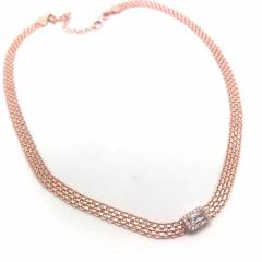 Gümüş baget taşlı choker kolye cm79t1
