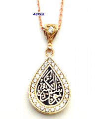 Taşlı Çevşen Kolye zincirli 02