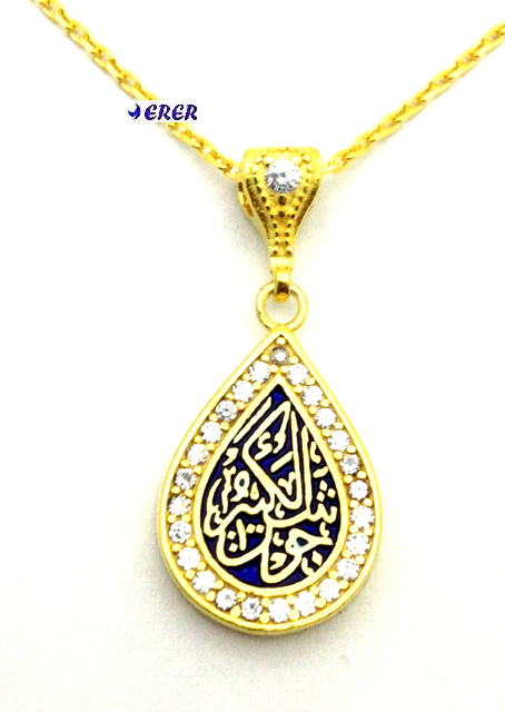 Taşlı Çevşen Kolye zincirli 04