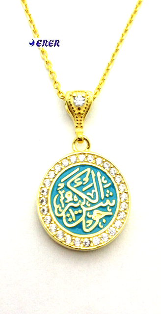 Taşlı Çevşen Kolye zincirli 06