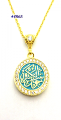 Taşlı Çevşen Kolye zincirli 06