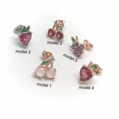 Gümüş meyve model küpe dp98e25e6 TEK küpe - model 1 - Gümüş Rengi  (rodaj)