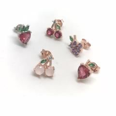 Gümüş meyve model küpe dp98e25e6 TEK küpe - model 1 - Gümüş Rengi  (rodaj)