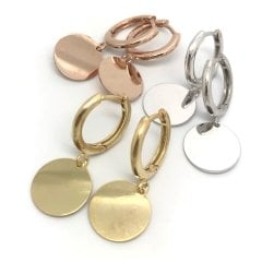 Gümüş taşsız pul küpe nz52e3