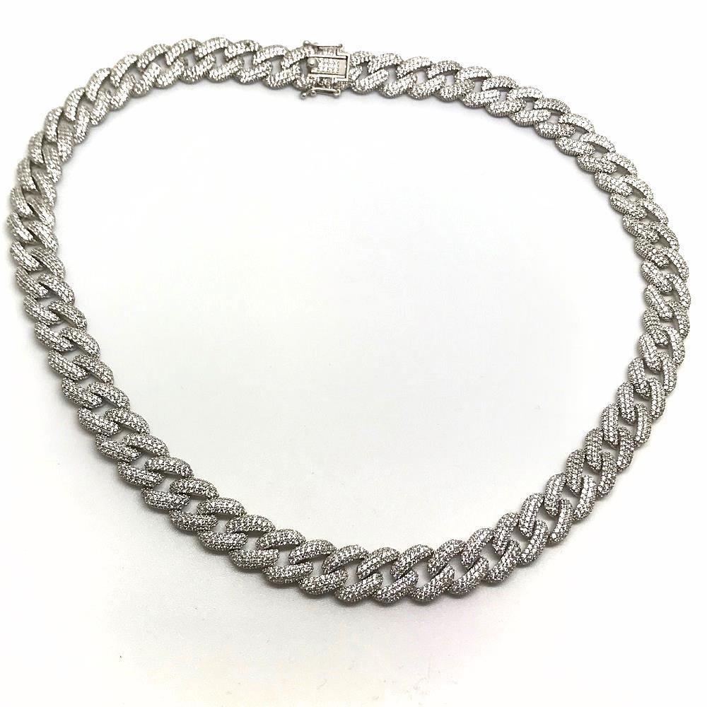 Gümüş kalın gurmet taşlı zincirli kolye kv87u3