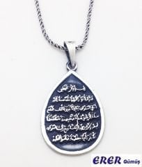 Damla Model Ayetel Kürsi Gümüş kolye