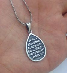 Damla Model Ayetel Kürsi Gümüş kolye