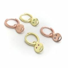 Gümüş gülenyüz renkli taşlı küpe dlp98e5 TEK küpe - Beyaz Taşlı - Gümüş Rengi  (rodaj)