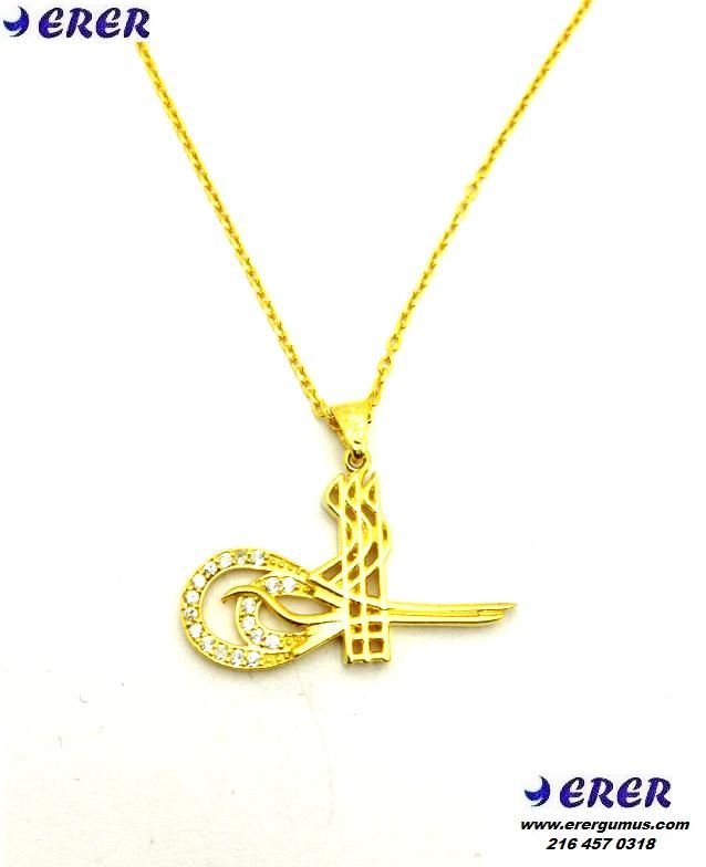 Osmanlı tuğralı Altın kaplama kolye