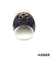 Onix taşlı vav ve elif erkek yüzüğü