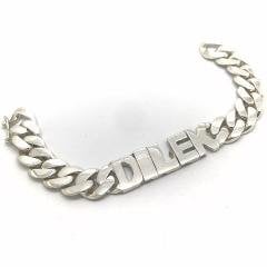 Gümüş 1,2 cm oynak harfli isimli künye bileklik