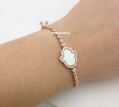Rose Beyaz Taşlı Fatma Ana eli Bileklik