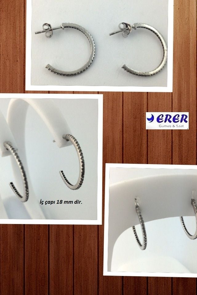 Gümüş taşlı halka küpe