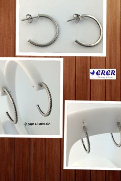 Gümüş taşlı halka küpe