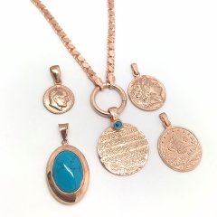 Gümüş pullu zincirli bayan kolye hs6e9e3 Kolye uçsuz model - Gümüş Rengi  (rodaj)