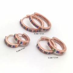 Gümüş renkli baget taşlı halka küpe hr778e81 iç çap 1,2 cm - Gümüş Rengi  (rodaj)