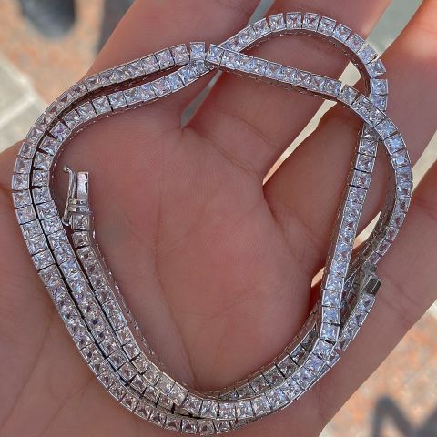 Gümüş Kare taşlı su yolu 45 cm bileklik dy56e236