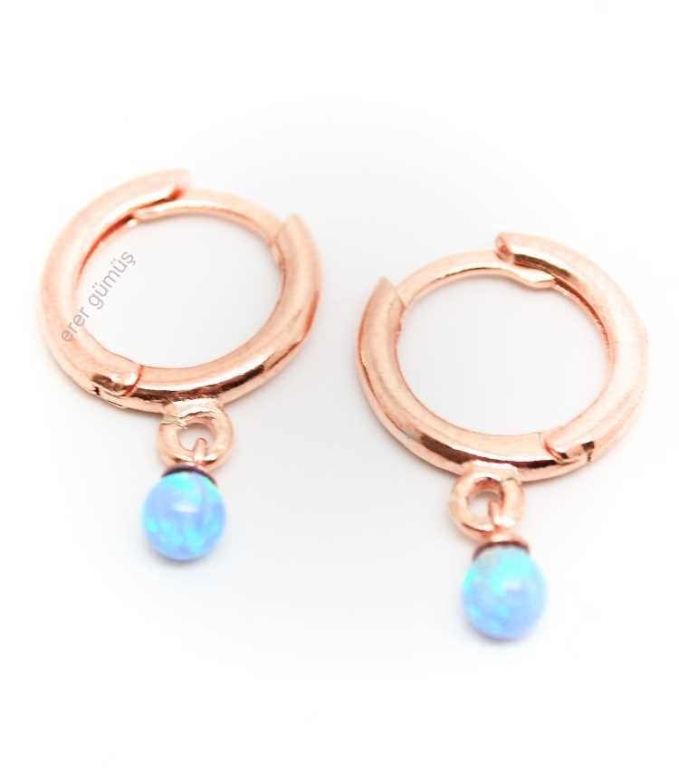opal taşlı rose halka küpe