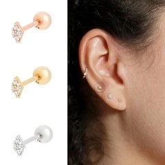 Gümüş taşlı tragus kıkırdak Piercing tek küpe hs96e9