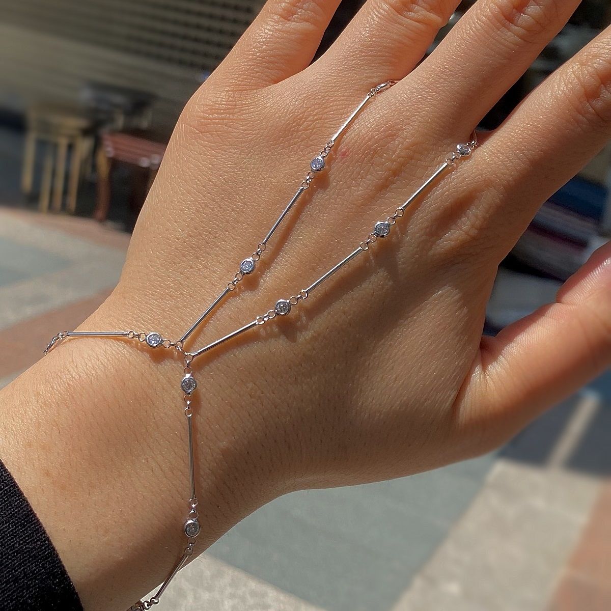 Gümüş taşlı çubuklu şahmeran bileklik cm5626e9