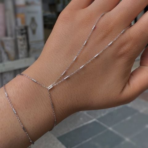 Gümüş taşsız zincir model şahmeran bileklik hs85e63