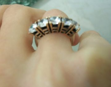 Gümüş 5 taş otantik elmas model yüzük