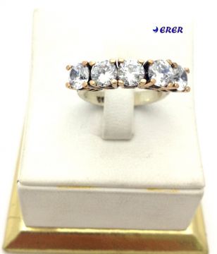 Gümüş 5 taş otantik elmas model yüzük