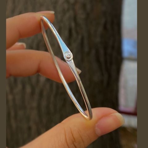 Gümüş ortası taşlı lades model erkek kadın bilezik bileklik