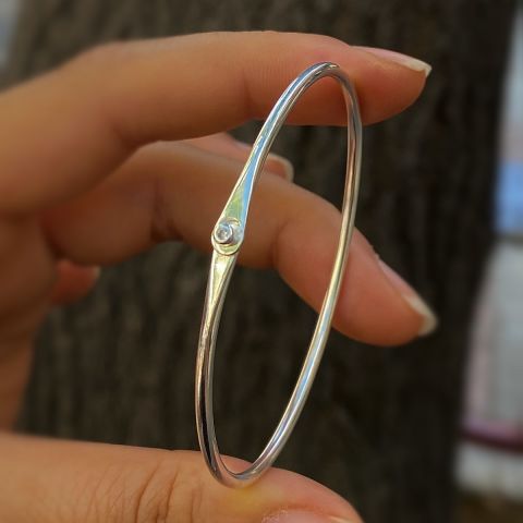 Gümüş ortası taşlı lades model erkek kadın bilezik bileklik