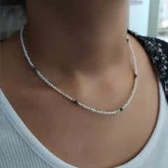 doğal kum incili gümüş toplu kolye GL96e385