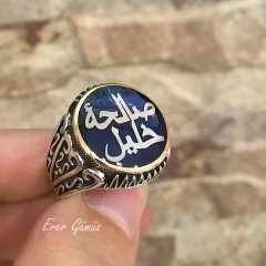 Gümüş arapça yazılı mineli erkek yüzük ks52st3