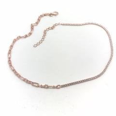 Gümüş su yolu zincirli choker kısa kolye ako8996v3