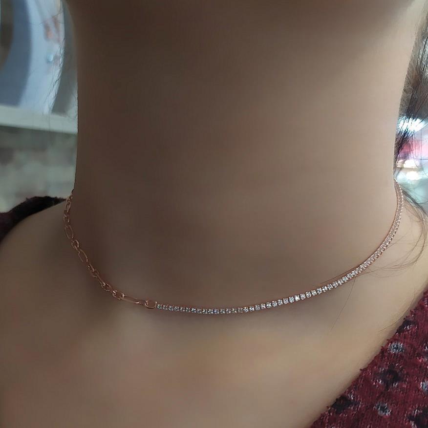 Gümüş su yolu zincirli choker kısa kolye ako8996v3