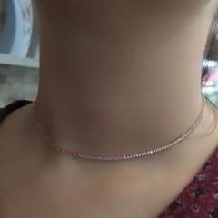Gümüş su yolu zincirli choker kısa kolye ako8996v3