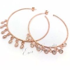 Gümüş büyük boy taşlı küpe cm59ı5