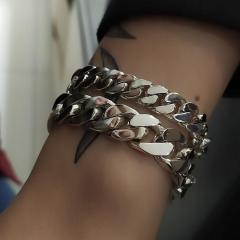 Gümüş el işi zincir bileklik kombin