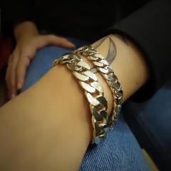 Gümüş el işi zincir bileklik kombin