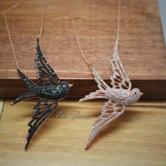 Büyük boy kuş model gümüş kolye