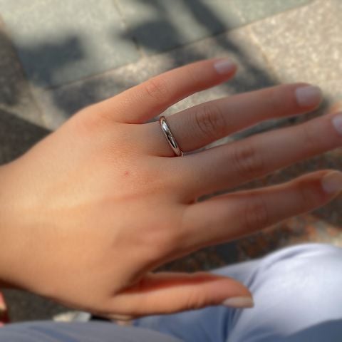 Gümüş 3 mm Bombeli Düz Klasik Alyans Evlilik Nişan Düğün Yüzük Dy505012