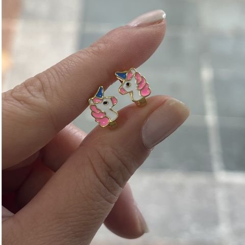 Gümüş renkli Unicorn çocuk küpesi
